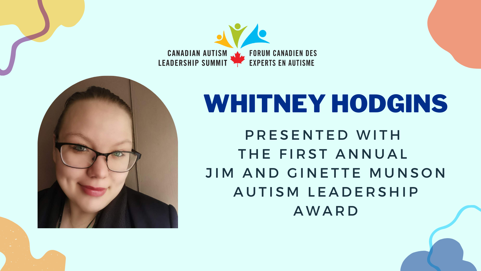 Promotional graphic of Whitney Hodgins for Munson Award