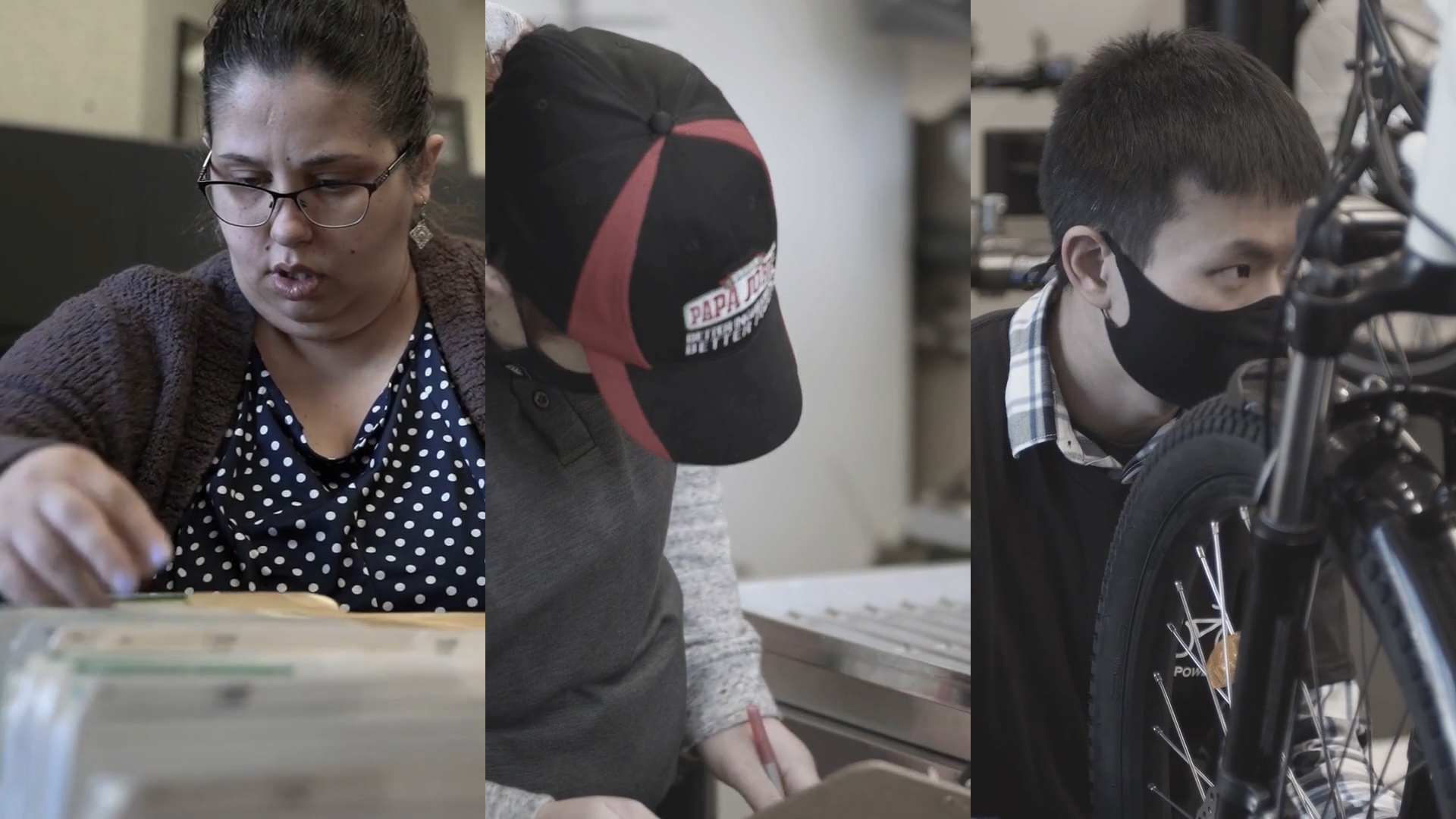 Three Autistic people working