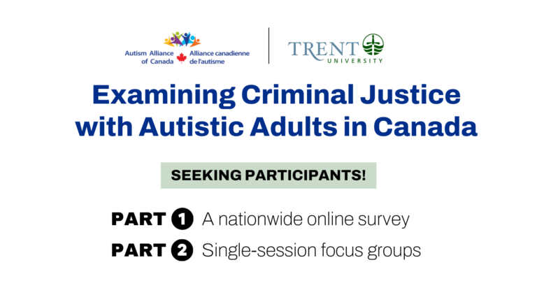 Promotional graphic for Examining Criminal Justice with Autistic Adults in Canada Study